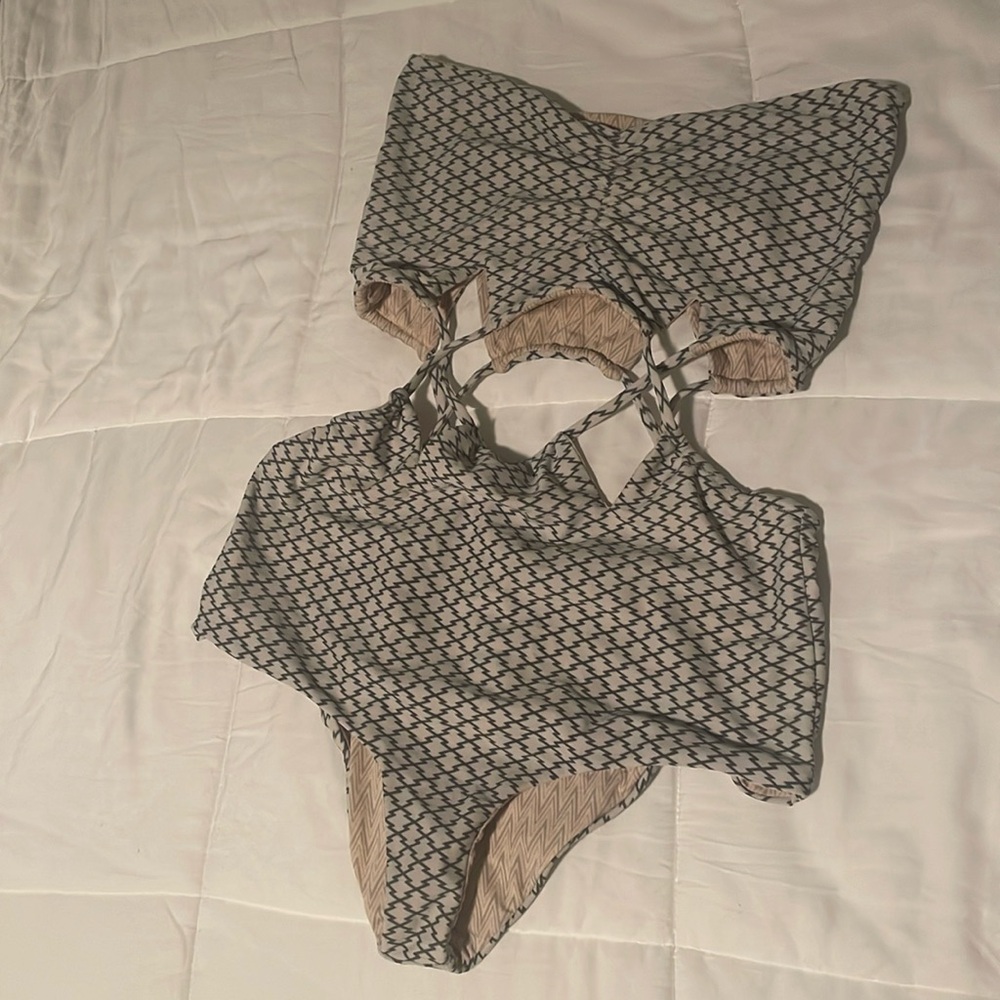 Vintage Acacia bandeau cut-out one piece size S